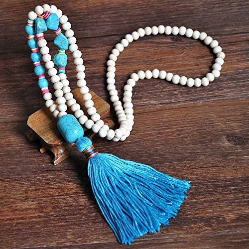 Damen-Halskette Mit Quaste Anhänger Lange Sweater Kette Holzperlen Kette Retro Kleidung Anhänger Kopfschmuck Böhmen Halskett Bunt Kristall Bead Schnur Kette 81cm Damen-Halskette Mit Quaste Anhänger Lange Sweater Kette Holzperlen Kette Retro Kleidung Anhänger Kopfschmuck Böhmen Halskett Bunt Kristall Bead Schnur Kette 81cm von Generic