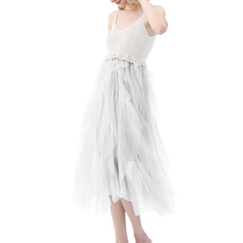 Damen-Strandurlaub-Strickkleid mit Rüschen Netzstoff Jotaro-Cosplay-Kostüm (White, One Size) von Generic