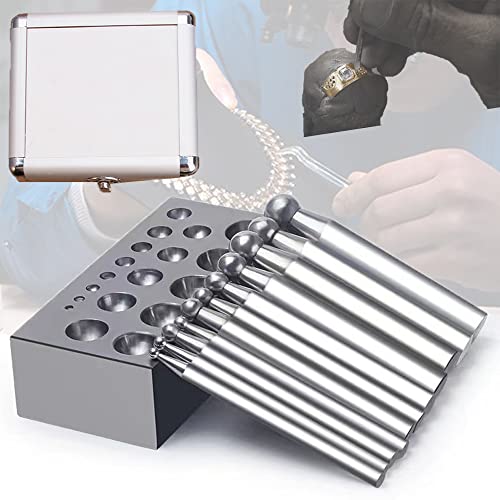 Dapping-Set, 18-teiliges Stahl-Dapping-Stempel-Set, 18 Stempel und Block für die Schmuckherstellung, Stahl-Dapping-Block, Schmuckreparatur, Stanzen, Metallformwerkzeug, Schmuckherstellung Dapping-Set, 18-teiliges Stahl-Dapping-Stempel-Set, 18 Stempel und Block für die Schmuckherstellung, Stahl-Dapping-Block, Schmuckreparatur, Stanzen, Metallformwerkzeug, Schmuckherstellung von Generic