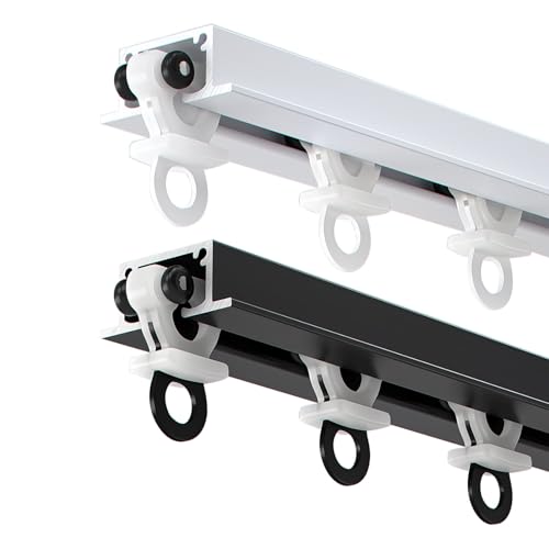 Decken-Vorhangschiene, Versenkte Deckenschiene, mit stummen Rollen, Schwerlast-Vorhangschienen für Gardinenaufhängung, Raumteiler, Zimmer, Balkone, Büros, Hotels(Black,1m/3.28FT) von Generic