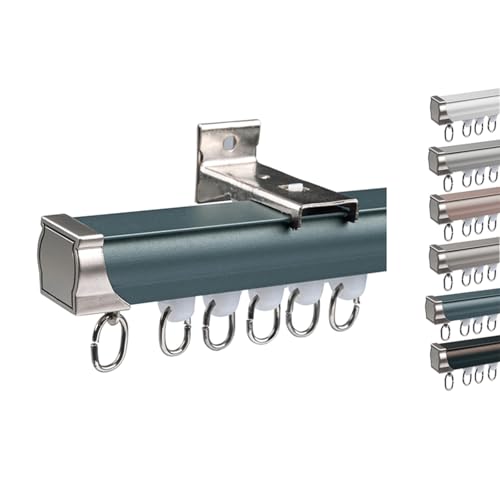 Deckenvorhangschiene Vorhangschiene aus Aluminium Schwerlast Gardinenschiene Vorhang Schiene Decken Wandmontage Mit Zubehör für Fenster(B-Blue,110cm/3.6ft) von Generic