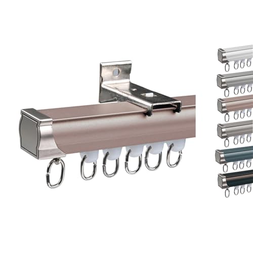 Deckenvorhangschiene Vorhangschiene aus Aluminium Schwerlast Gardinenschiene Vorhang Schiene Decken Wandmontage Mit Zubehör für Fenster(B-Gold,600cm(4 * 150cm)) von Generic