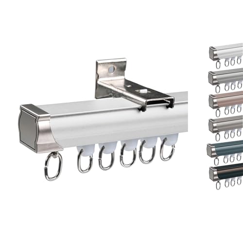 Deckenvorhangschiene Vorhangschiene aus Aluminium Schwerlast Gardinenschiene Vorhang Schiene Decken Wandmontage Mit Zubehör für Fenster(B-White,130cm/4.3ft) von Generic
