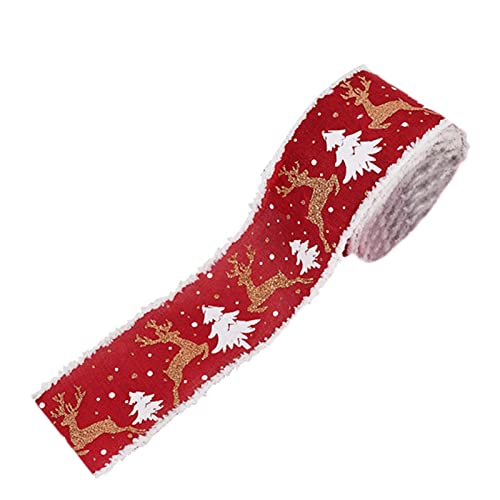 Dekoratives Weihnachts-Geschenkband, Weihnachts-Hirsch-Thema, Jute-Rollen, mit Drahtkante – Juteband, Rolle 4,5 für DIY-Weihnachtskranz, Schleifen, Basteln, Dekoration, Schleifenherstellung, Kranz Dekoratives Weihnachts-Geschenkband, Weihnachts-Hirsch-Thema, Jute-Rollen, mit Drahtkante – Juteband, Rolle 4,5 für DIY-Weihnachtskranz, Schleifen, Basteln, Dekoration, Schleifenherstellung, Kranz von Generic