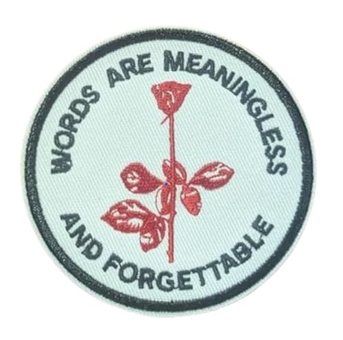 Depeche Patch Words are Meaningless and Forgetable Enjoy The Silence DM Violator Rose Lyrics 80s Music Rock Goth Synthpop Embroidered Iron On Round Patch 7,6 cm von Generic