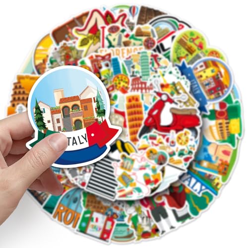 Deutschland Flagge France Italy Sticker Set - 50 Stück - München Berlin Aufkleber - Sehenswürdigkeiten Neuschwanstein Souvenir Oktoberfest Bier Stolz - Rom Venice - Paris Nizza Dekoration (Italy) von Generic