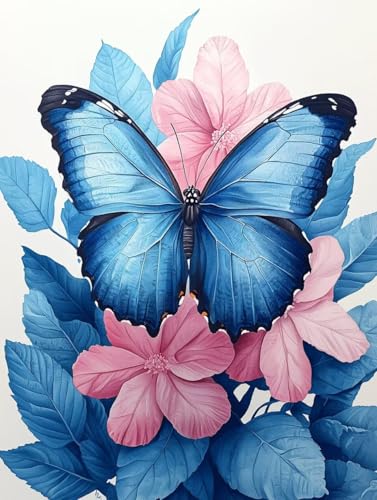 Diamond Painting, Diamond Painting Erwachsene, Schmetterlinge Blau, Runder Diamanten Stickerei Kreuzstich Mosaikherstellung, Kreatives Geschenke Dekor Für Wohnzimmer Schlafzimmer Büro 60x80cm A-136 Diamond Painting, Diamond Painting Erwachsene, Schmetterlinge Blau, Runder Diamanten Stickerei Kreuzstich Mosaikherstellung, Kreatives Geschenke Dekor Für Wohnzimmer Schlafzimmer Büro 60x80cm A-136 von Generic
