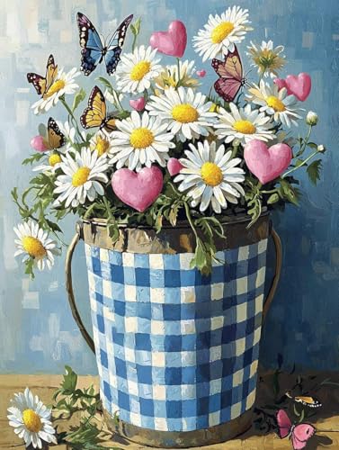 Diamond Painting, Diamond Painting Erwachsene, Schmetterlinge Blumen Klein, Runder Diamanten Stickerei Kreuzstich Mosaikherstellung, Kreatives Geschenke Dekor Für Wohnzimmer Schlafzimmer 30x40cm A-132 von Generic