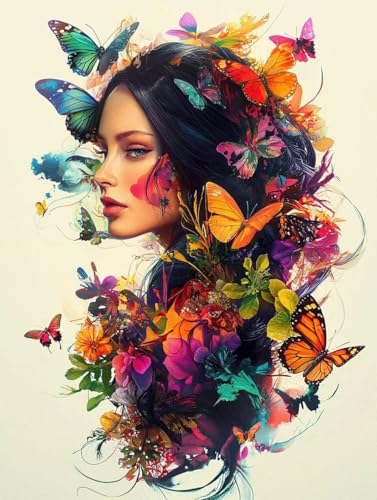 Diamond Painting, Diamond Painting Erwachsene, Schmetterlinge Frauen Klein, Runder Diamanten Stickerei Kreuzstich Mosaikherstellung, Kreatives Geschenke Dekor Für Wohnzimmer Schlafzimmer 30x60cm A-148 von Generic