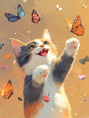 Diamond Painting, Diamond Painting Erwachsene, Schmetterlinge Katzen XXL, Runder Diamanten Stickerei Kreuzstich Mosaikherstellung, Kreatives Geschenke Dekor Für Wohnzimmer Schlafzimmer 100x150cm A-140 Diamond Painting, Diamond Painting Erwachsene, Schmetterlinge Katzen XXL, Runder Diamanten Stickerei Kreuzstich Mosaikherstellung, Kreatives Geschenke Dekor Für Wohnzimmer Schlafzimmer 100x150cm A-140 von Generic