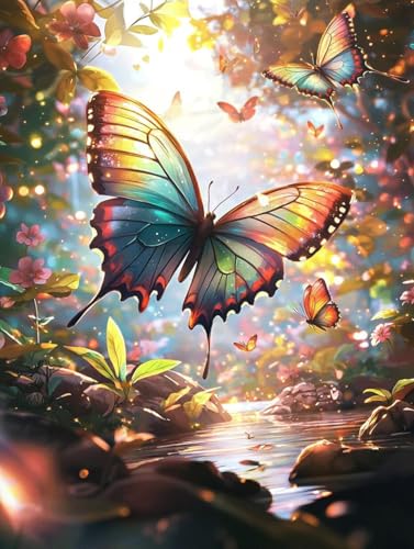 Diamond Painting, Diamond Painting Erwachsene, Schmetterlinge Steine Klein, Runder Diamanten Stickerei Kreuzstich Mosaikherstellung, Kreatives Geschenke Dekor Für Wohnzimmer Schlafzimmer 35x55cm A-150 von Generic
