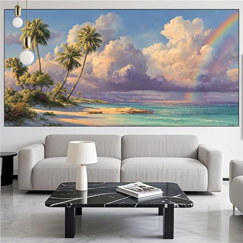 Diamond Painting Ägäisches Meer Diamond Painting Erwachsene Groß xxl 100x300cm Diamant Malerei Strand Malen Nach Zahlen DIY Strass Kunst Mosaikherstellung Crystal Stickerei Malerei Kits,Dekor KM-639 von Generic