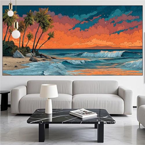 Diamond Painting Ägäisches Meer Diamond Painting Erwachsene Groß xxl 60x180cm Diamant Malerei Strand Malen Nach Zahlen DIY Strass Kunst Mosaikherstellung Crystal Stickerei Malerei Kits,Dekor KM-641 von Generic