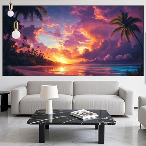 Diamond Painting Ägäisches Meer Diamont Painting Bilder Baum Malen Nach Zahlen Set für Kinder Erwachsene,5D Vollbohrung Crystal Bastelset Mädchen Mosaikherstellung,DIY Diamant Malerei 100x300cm KM-112 von Generic