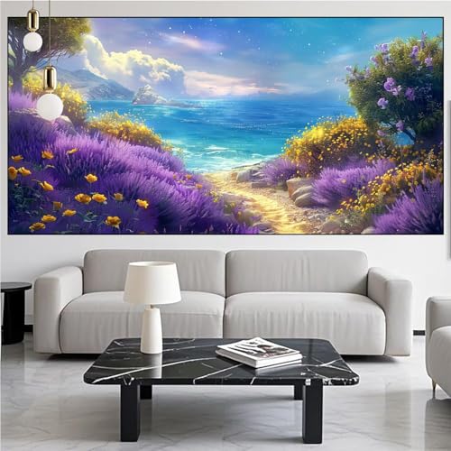 Diamond Painting Ägäisches Meer Diamont Painting Bilder Landschaft Malen Nach Zahlen Set für Kinder Erwachsene,Vollbohrung Crystal Bastelset Mädchen Mosaikherstellung,Diamant Malerei 90x250cm KM-956 von Generic