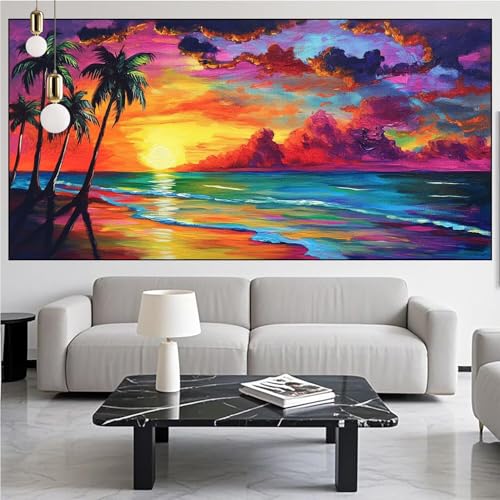 Diamond Painting Ägäisches Meer Diamont Painting Bilder Sonnenuntergang Malen Nach Zahlen Set Kinder Erwachsene,Vollbohrung Crystal Bastelset Mädchen Mosaikherstellung,Diamant Malerei 100x300cm KM-852 von Generic