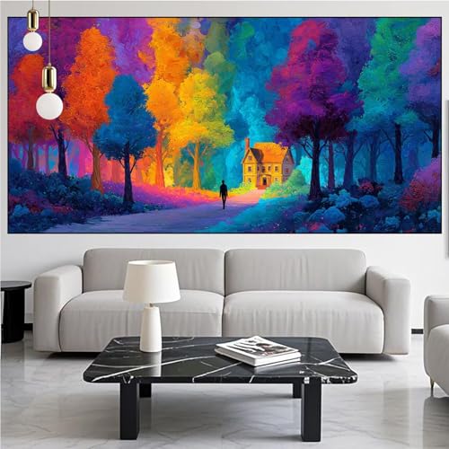 Diamond Painting Abstrakt Diamond Painting Erwachsene Groß xxl 100x300cm Diamant Malerei Wald Malen Nach Zahlen DIY Strass Kunst Mosaikherstellung Crystal Stickerei Malerei Kits für Home Dekor KM-649 von Generic
