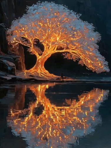 Diamond Painting Baum Des Lebens, Landschaft Diamond Painting Erwachsene Anfänger 5D DIY Full Runden Drill Diamant Strass Kristall Kreuzstich Stickerei Paint für Deko Schlaffür (80x110cm) -wyl2506AB von Generic