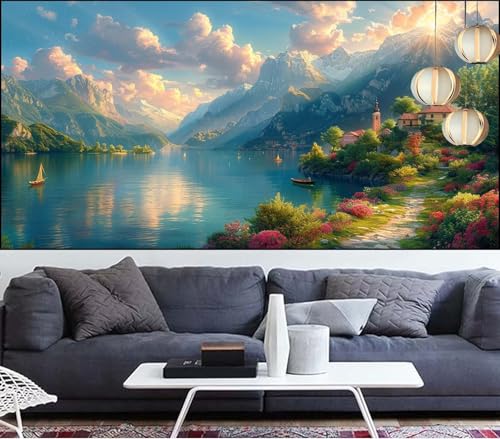 Diamond Painting Berg Diamant Painting Bilder See Malen Nach Zahlen Erwachsene DIY Mosaikherstellung Puzzle,Diamant Malerei Stickerei Kreuzstich set für Deko Décor Geschenke für Frauen 30x60cm LT-673 von Generic