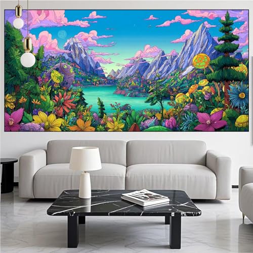 Diamond Painting Berg Diamont Painting Bilder Landschaft Malen Nach Zahlen Set für Kinder Erwachsene,5D Vollbohrung Crystal Bastelset Mädchen Mosaikherstellung,DIY Diamant Malerei 90x250cm KM-622 von Generic