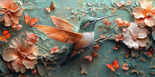 Diamond Painting Bienenvogel Blumen Kits für Erwachsene & Kinder 5D Full Drill Rund Diamant Malerei Kunst Handwerk, DIY Edelstein Kunst Malen nach Zahlen für koration Stressabbau Geschenk 20x40cm B306 Diamond Painting Bienenvogel Blumen Kits für Erwachsene & Kinder 5D Full Drill Rund Diamant Malerei Kunst Handwerk, DIY Edelstein Kunst Malen nach Zahlen für koration Stressabbau Geschenk 20x40cm B306 von Generic
