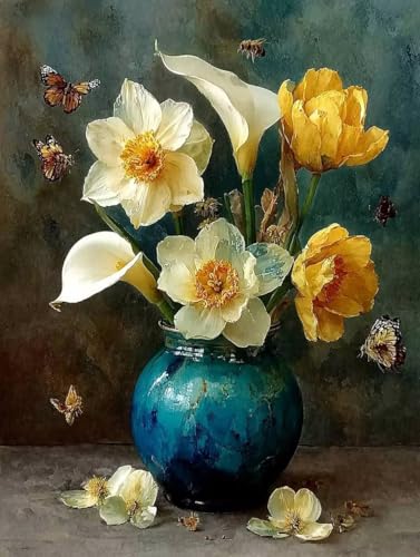 Diamond Painting Blume, 5D Diamond Painting Erwachsene Schmetterling, DIY Full Drill Diamant Malerei Set, 5D Diamant Kunst Malerei Stickerei Mosaikherstellung, Wanddeko, Geschenke, 50x70cm P-2644 von Generic