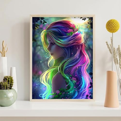 Diamond Painting Blume, Frau Diamond Painting Erwachsene Anfänger, DIY 5D Runder Vollbohrer Diamant Malerei Stickerei Set Kreuzstich Set zur Home Wand Dekoration Geschenke 70x95 cm PjY884 T-C von Generic