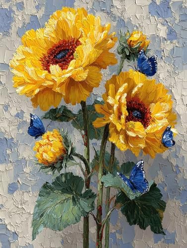 Diamond Painting Blume, Schmetterling Diamond Painting Erwachsene Anfänger 5D DIY Full Runden Drill Diamant Strass Kristall Kreuzstich Stickerei Paint für Deko Schlaffür, Geschenke 50x70cm -wyl2506C3 von Generic
