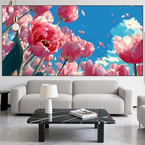 Diamond Painting Blume Diamond Painting Erwachsene 30x80cm Diamant Malerei Landschaft Malen Nach Zahlen DIY Strass Kunst Mosaikherstellung Crystal Stickerei Malerei Kit,Home Dekor Geschenke LK-1102 von Generic