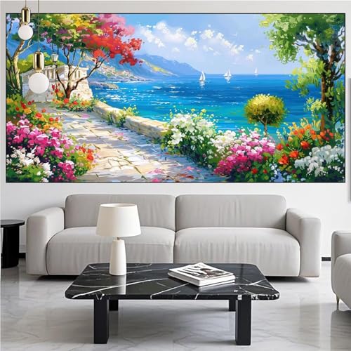 Diamond Painting Blume Diamont Painting Bilder Ägäisches Meer Malen Nach Zahlen Set für Kinder Erwachsene,5D Vollbohrung Crystal Bastelset Mädchen Mosaikherstellung,DIY Diamant Malerei 90x250cm KM-790 Diamond Painting Blume Diamont Painting Bilder Ägäisches Meer Malen Nach Zahlen Set für Kinder Erwachsene,5D Vollbohrung Crystal Bastelset Mädchen Mosaikherstellung,DIY Diamant Malerei 90x250cm KM-790 von Generic