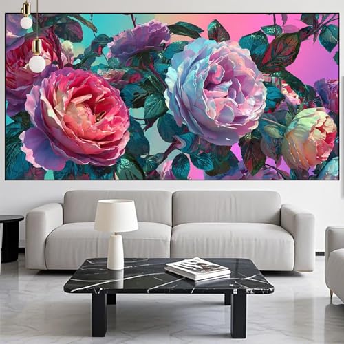 Diamond Painting Blume Diamont Painting Bilder Abstrakt Malen Nach Zahlen Set für Kinder Erwachsene,5D Vollbohrung Crystal Bastelset Mädchen Mosaikherstellung,Malerei Geschenke 80x160cm LK-1101 von Generic