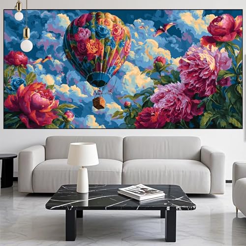 Diamond Painting Blume Diamont Painting Bilder Heißluftballon Malen Nach Zahlen Set für Kinder Erwachsene,5D Vollbohrung Crystal Bastelset Mädchen Mosaikherstellung,Malerei Geschenke 40x70cm LK-1105 von Generic
