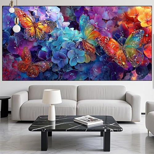Diamond Painting Blume Diamont Painting Bilder Schmetterling Malen Nach Zahlen Set für Kinder Erwachsene,5D Vollbohrung Crystal Bastelset Mädchen Mosaikherstellung,Malerei Geschenke 30x60cm LK-1103 von Generic