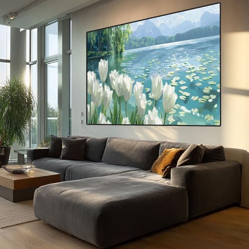 Diamond Painting Blume Diamont Painting Bilder Teich Malen Nach Zahlen set für Erwachsene,5D Vollbohrung Crystal Bastelset Mosaikherstellung,DIY Diamant Malerei für Geschenke Wanddeko 90x250cm XD378 von Generic
