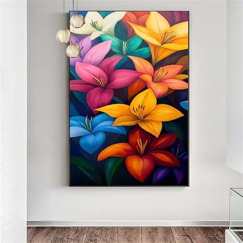 Diamond Painting Blume Farbenfroh Diamond Painting Erwachsene xxl,Malen nach Zahlen Diamant Set Frauen,Diamant Stickerei Kreuzstich Basteln Set Geschenke für Frauen Deko Schlafzimmer 70x140cm j-1073 von Generic