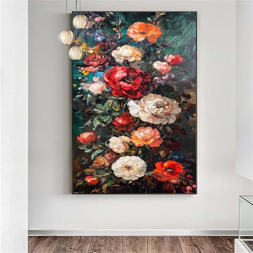 Diamond Painting Blumen Buntes Diamond Painting Erwachsene xxl,DIY Malen nach Zahlen Diamant Set Frauen,Diamant Stickerei Kreuzstich Basteln Set Geschenke für Frauen Deko Schlafzimmer 80x160cm j-1079 von Generic