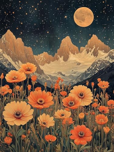 Diamond Painting Blumen Diamant Painting Bilder Erwachsene Schneeberg Rund Full Drill Diamant Malere Crystal art Stickerei Kreuzstich Diy Mosaikherstellung Bastelset Home Dekor Geschenke 30x40cm T370 von Generic