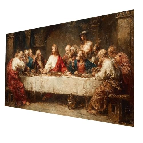 Diamond Painting Das letzte Abendmahl mit Diamond Painting Zubehör Set 80 x 40 cm, Diamant Malen Nach Zahlen Landschaft, Diamant Cross Stitch Stickerei Bastelset Erwachsene für Zimmer Deko model-3286 von Generic