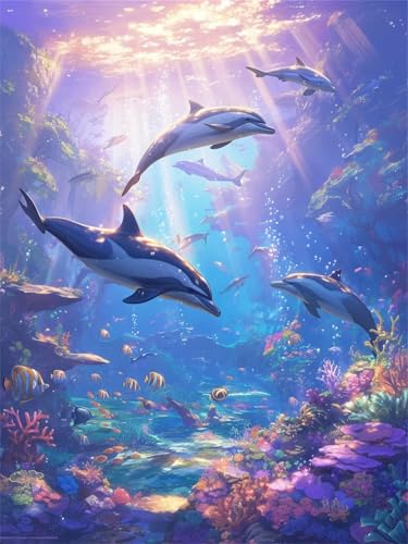 Diamond Painting Delphin Diamond Painting Kinder 40x60cm Diamant Malerei Bilder Landschaft, DIY Vollbohrer Diamanten Malerei Stickerei Kreuzstich Malerei Bastelset Kits, Geschenk Mädchen 9 jahre z27-t Diamond Painting Delphin Diamond Painting Kinder 40x60cm Diamant Malerei Bilder Landschaft, DIY Vollbohrer Diamanten Malerei Stickerei Kreuzstich Malerei Bastelset Kits, Geschenk Mädchen 9 jahre z27-t von Generic