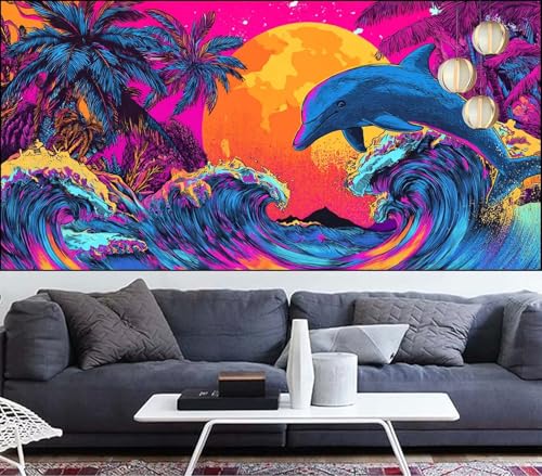 Diamond Painting Delphin Diamond Painting Kinder Wellen Diamant Malerei Anfänger Diamant Kunst Malerei Stickerei set,DIY Malen Nach Zahlen Bastelset Erwachsene Kristall Puzzle,Gift 90x180cm VQ-522 von Generic