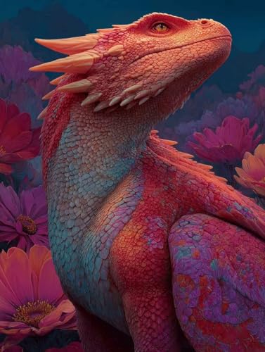 Diamond Painting Drachen, Tier Diamond Painting Erwachsene Anfänger 5D DIY Full Runden Drill Diamant Strass Kristall Kreuzstich Stickerei Paint für Deko Schlaffür, Geschenke 90x120cm -wyl2506JC von Generic