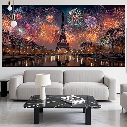 Diamond Painting Eiffelturm Diamont Painting Bilder Landschaft Malen Nach Zahlen Set für Kinder Erwachsene,5D Vollbohrung Crystal Bastelset Mädchen Mosaikherstellung,Malerei Geschenke 90x250cm LK-1 von Generic