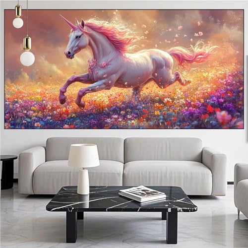 Diamond Painting Einhorn Diamond Painting Erwachsene Groß xxl 80x200cm Diamant Malerei Blume Malen Nach Zahlen DIY Strass Kunst Mosaikherstellung Crystal Stickerei Malerei Kits für Home Dekor KM-657 von Generic