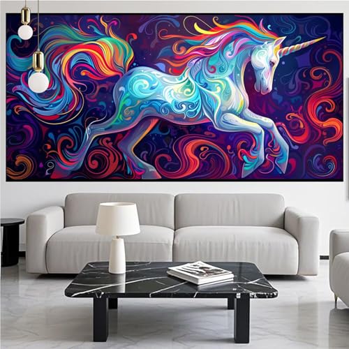 Diamond Painting Einhorn Diamont Painting Bilder Abstrakt Malen Nach Zahlen Set für Kinder Erwachsene,5D Vollbohrung Crystal Bastelset Mädchen Mosaikherstellung,DIY Diamant Malerei 90x180cm KM-868 von Generic
