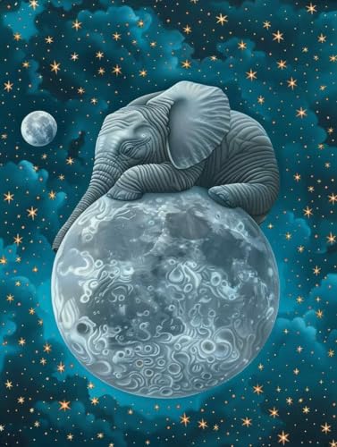 Diamond Painting Elefant, Sternenhimmel Diamond Painting Erwachsene Anfänger 5D DIY Full Runden Drill Diamant Strass Kristall Kreuzstich Stickerei Paint für Deko Schlaffür 90 x 120 cm -wyl25065B von Generic