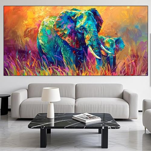 Diamond Painting Elefant Diamond Painting Erwachsene Groß xxl 80x160cm Diamant Malerei Tier Malen Nach Zahlen DIY Strass Kunst Mosaikherstellung Crystal Stickerei sets für Home Dekor Geschenke XD193 von Generic