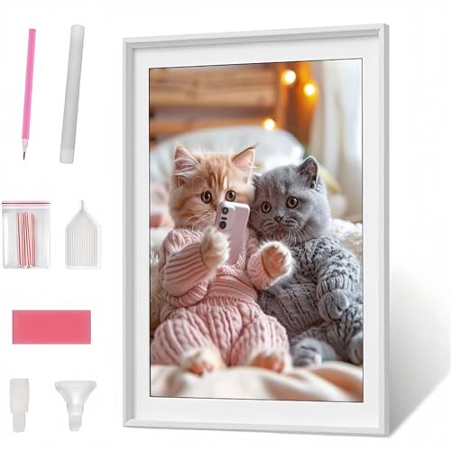 Diamond Painting Erwachsene, Diamant Painting Katze Tier, Diamond Art Set für Erwachsene Kinder, Komplettes DIY Diamant Malerei Malen Stickset, Kreuzstichbilder für Wohnkultur (80x100cm) PJY7133 7-B von Generic