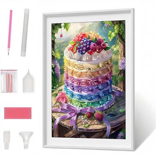 Diamond Painting Erwachsene, Diamant Painting Kuchen Obst, Diamond Art Set für Erwachsene Kinder, Komplettes DIY Diamant Malerei Malen Stickset, Kreuzstichbilder für Wohnkultur (80x100cm) PJY749 4-7 von Generic