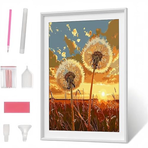 Diamond Painting Erwachsene, Diamant Painting Sonnenuntergang LöWenzahn, Diamond Art Set für Erwachsene Kinder, Komplettes Diamant Malerei Malen, Kreuzstichbilder für Geschenk (40x50cm) PJY7801 8-7 von Generic