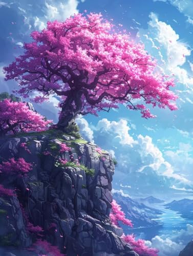 Diamond Painting Erwachsene Baum Diamond Painting Kinder Landschaft, Vollbohrer Diamanten Basteln Erwachsene Stickerei Kreuzstich Crystal Art Malerei für Zimmer Deko, Geschenk (100 * 135cm) -KF2506VQ von Generic